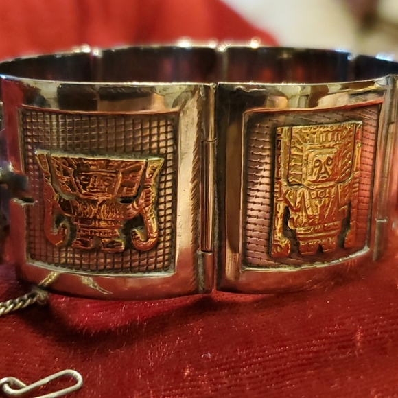 Sterling Silver 18K Gold Bracelet Industria Perua - Picture 2 of 16